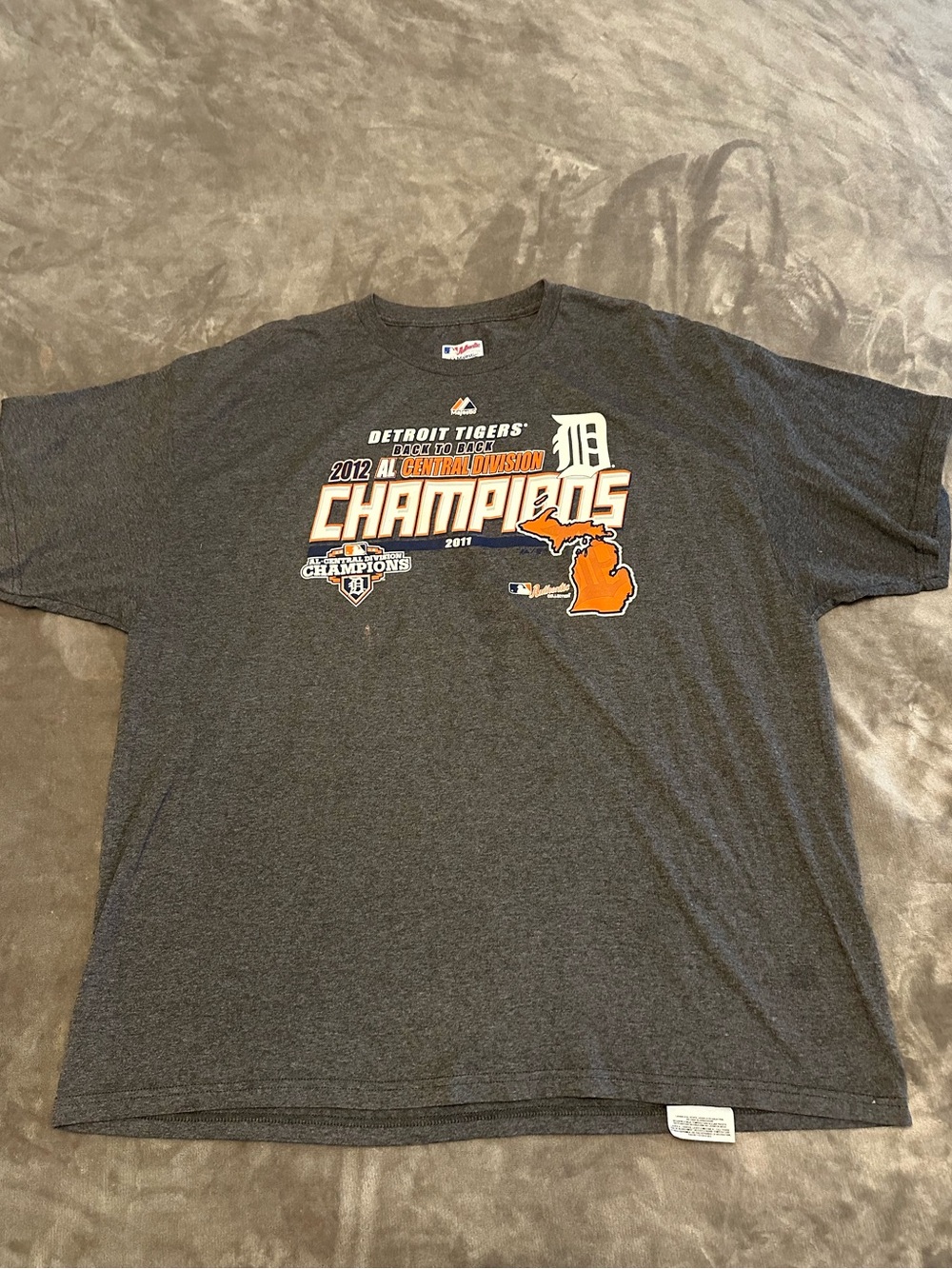 Detroit Tigers 2011 2012 AL Central Division Champions Majestic T-Shirt Size 2XL